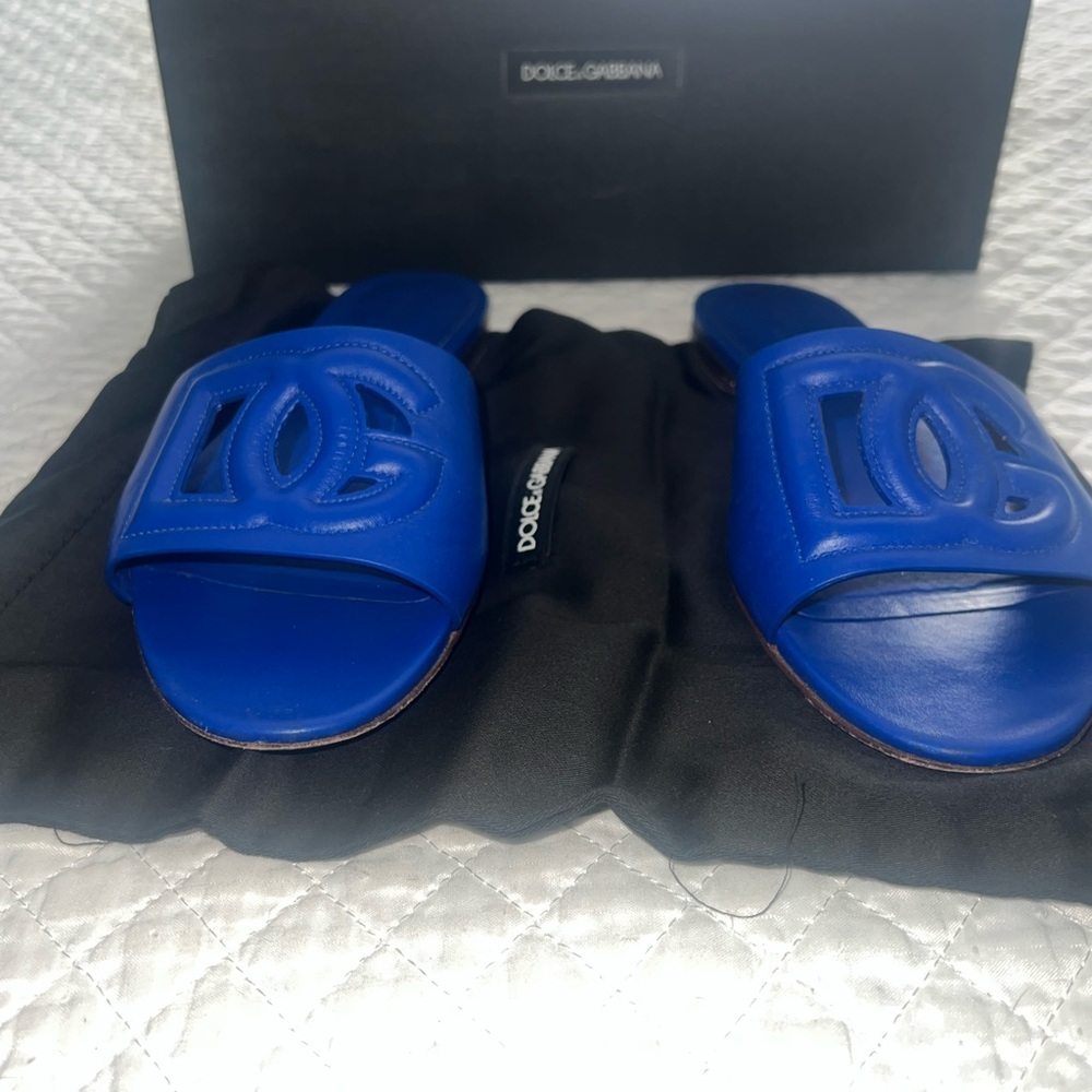 Dolce & Gabbana Blue Ciabatta Flats